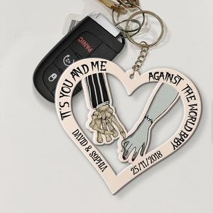 Couple, It's You And Me Against The World, Personalized Keychain, Gift For Couple, 04QHDT050723 - Keychains - GoDuckee