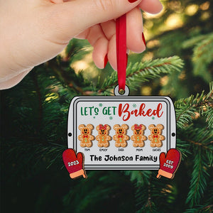 Let's Get Baked Personalized Gingerbread Family Wood Ornament, Gift For Christmas - Ornament - GoDuckee