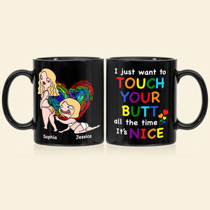 I Just Want To Touch Your Butt- Gift For Couple- Personalized Coffee Mug- Funny Couple - Coffee Mug - GoDuckee