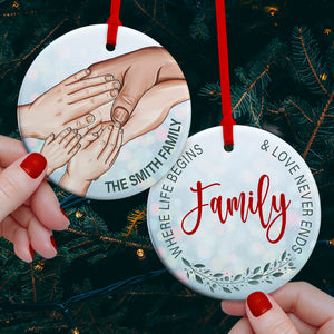 Where Life Begins Family & Love Never Ends, Personalized Ornament, Gifts For Family - Ornament - GoDuckee