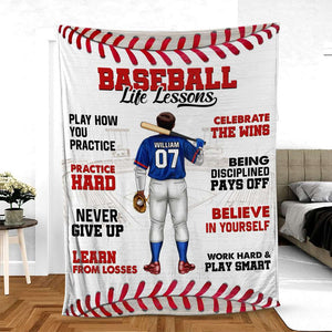 Baseball Life lessons, Gift For Him, Personalized Blanket, Baseball Lover Blanket - Blanket - GoDuckee