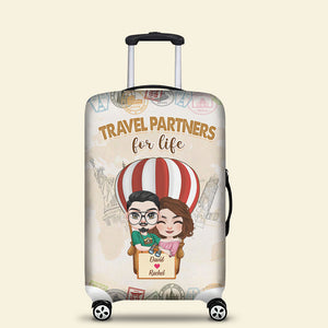 Husband & Wife Travel Partners For Life - Personalized Luggage Cover - Gift For Couple - Tote Bag - GoDuckee