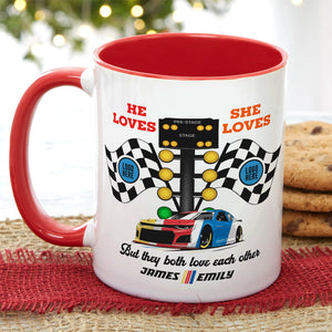 But They Both Love Each Other, Couple Gift, Personalized Mug, Racing Car Couple Mug 02HUTI091023 - Coffee Mug - GoDuckee