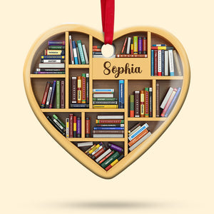 Bookshelves - Heart Book Lovers, Personalized Ornament, Christmas Gifts For Book Lover - Ornament - GoDuckee