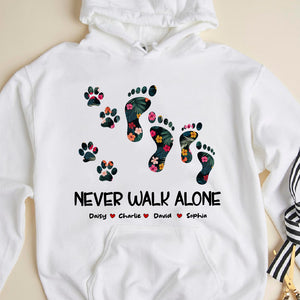 Never Walk Alone, Couple Dog Personalized T-shirt Hoodie Sweatshirt - Shirts - GoDuckee