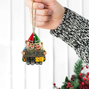 Grow Old With Me, The Best Is Yet To Be, Couple Gift, Personalized Acrylic Ornament, Old Garden Gnome Couple Ornament, Christmas Gift - Ornament - GoDuckee