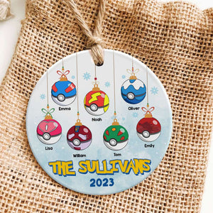 Gift For Family, Personalized Ceramic Ornament, Cartoon Ball Family Ornament, Christmas Gift 01OHTI241023 - Ornament - GoDuckee