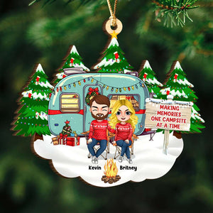 Making Memories One Campsite At A Time, Personalized Wood Ornament, Gifts For Couple - Ornament - GoDuckee