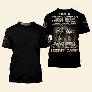 I Am A Grumpy Old Veteran I Served I Sacrificed, Personalized 3D Shirt 06ACDT100823 - AOP Products - GoDuckee