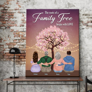 The Roots Of A Family Tree Begin With Love Personalized Hugging Family Canvas Print Gift For Family - Poster & Canvas - GoDuckee