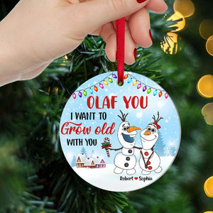 I Want To Grow Old With You, Gift For Couple, Personalized Ornament, Snowman Couple Ornament, Christmas Gift 05HTTI270723HA - Ornament - GoDuckee