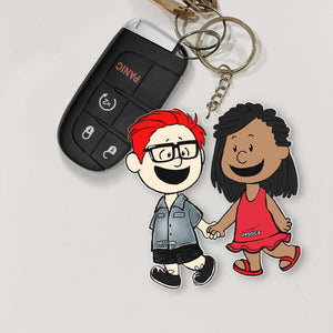 Couple Keychain - Personalized Gift For Couple Hand In Hand-Homacus