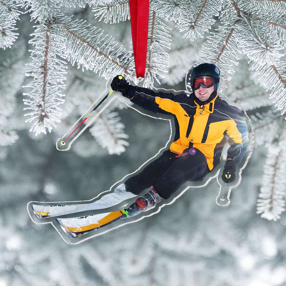 Custom Photo Skiing Player, Personalized Ornament, Gifts For Skiing Player - Ornament - GoDuckee