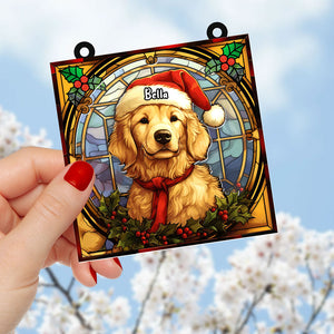 Personalized Christmas Gifts For Dog Lovers Suncatcher Ornament Golden Retriever 04huti090924 - Ornament - GoDuckee