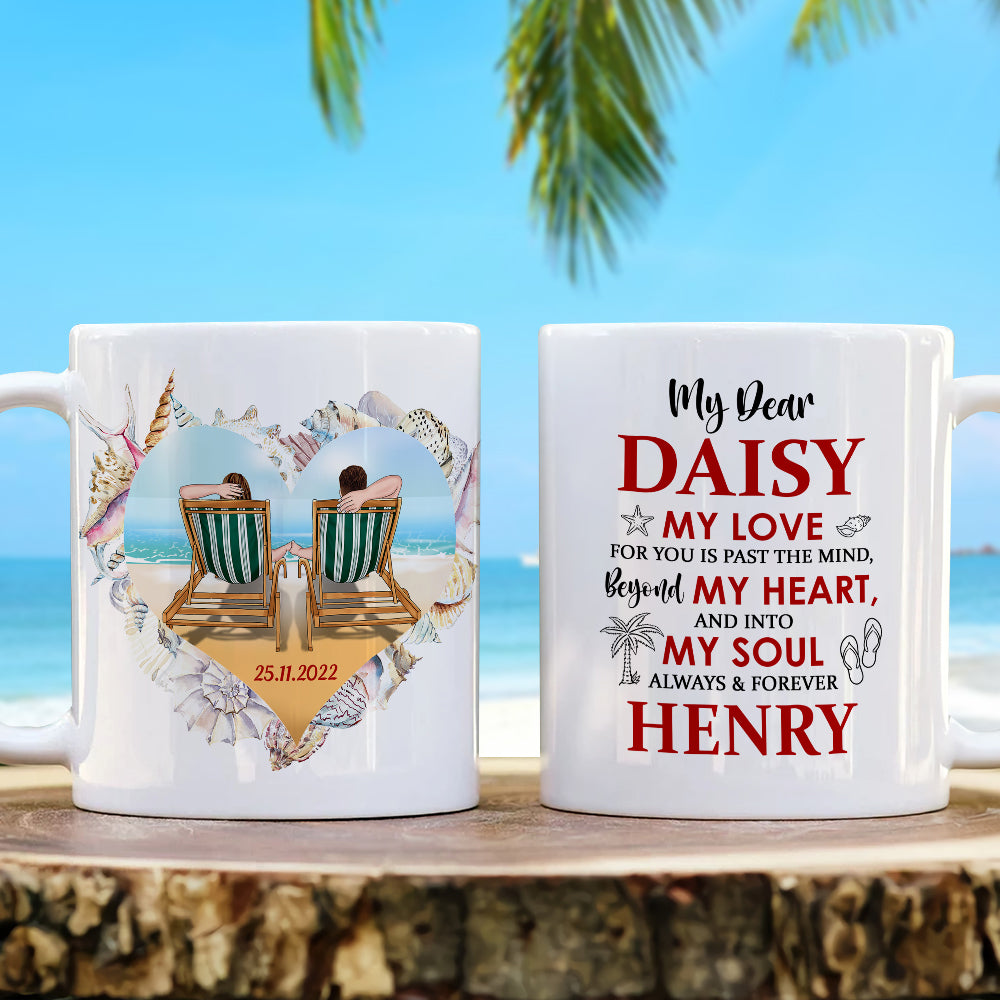 My Soulmate Always & Forever, Personalized White Mug, Beach Couple, Gift For Couple - Coffee Mug - GoDuckee