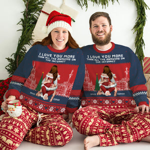 I Love You More, Personalized Knitted Ugly Sweater, Gifts For Funny Couple - AOP Products - GoDuckee