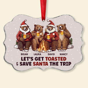 Let's Get Toasted Save Santa The Trip, Medallion Acrylic Ornament, Gifts For Friend - Ornament - GoDuckee