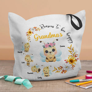 Reasons To Bee Happy, Personalized Tote Bag, Gifts For Grandma - Tote Bag - GoDuckee