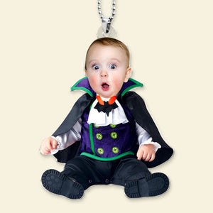 Funny Halloween Custom Face For Kids 04HUTI260824 Personalized Acrylic Photo Car Hanging Ornament - Ornament - GoDuckee