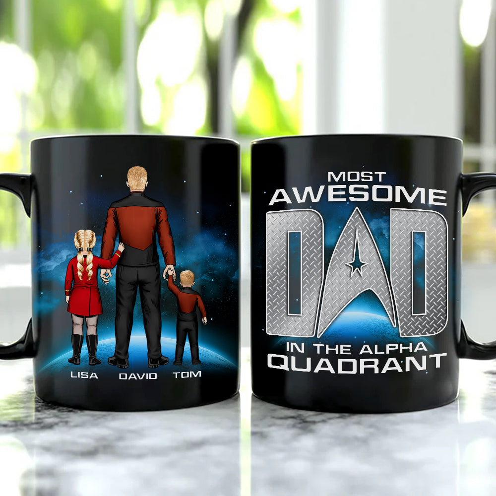 Awesome Dad And Children 02QHDT100523HH Personalized Family Black Mug - Coffee Mug - GoDuckee
