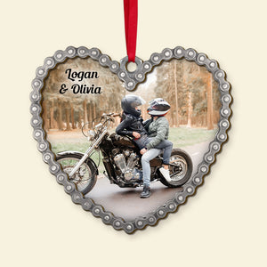 Custom Motorcycle Photo Ornament, Gift For Couple, Christmas Gift, Couple Ornament - Ornament - GoDuckee