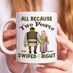 Couple Because Two People Swiped Right, Personalized Coffee Mug, Gift For Him/Her 03acdt070723hh - Coffee Mug - GoDuckee