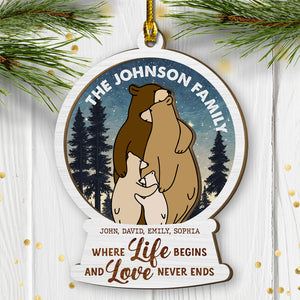 Where Life Begins And Love Never Ends, Personalized Wood Ornament, Gifts For Family 04HTDT080923 - Ornament - GoDuckee