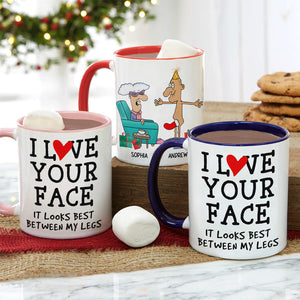 I Love Your Face, Couple Gift, Personalized Accent Mug, Funny Old Couple Mug, Christmas Gift - Coffee Mug - GoDuckee