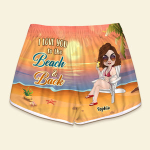 I Love You To The Beach And Back, Personalized Beach Shorts, Beach Couple Shorts, Couple Gift - Beach Shorts - GoDuckee