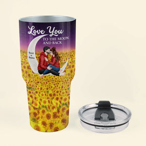 Personalized Gifts For Couple Tumbler Cup Love You To The Moon And Back - Drinkware - GoDuckee