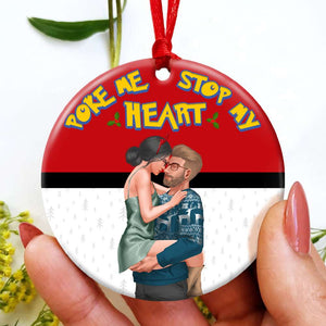 Stop My Heart, Couple Gift, Personalized Ceramic Ornament, Hugging Couple Ornament, Christmas Gift 03OHTI161023DA - Ornament - GoDuckee