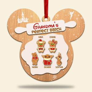 Grandma's Perfect Batch-Personalized 3 Layered Wooden Ornament-Gift For Family- Christmas Gift-PW-04htdt031123 - Ornament - GoDuckee