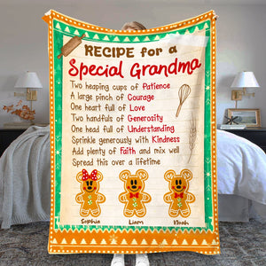 Recipe For A Special Grandma, Family Ginger Bread, Personalized Blanket, Christmas Gift For Grandma - 01hudt161123 - Blanket - GoDuckee