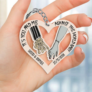 Couple, It's You And Me Against The World, Personalized Keychain, Gift For Couple, 04QHDT050723 - Keychains - GoDuckee