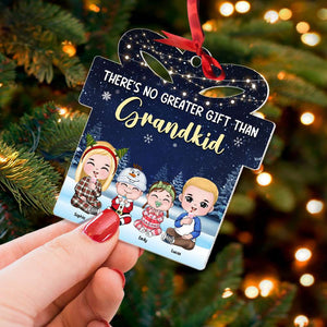 There's No Greater Gift Than Grandkids, Gift For Grandkids, Personalized Acrylic Ornament, Christmas Kids Ornament, Christmas Gift [UP TO 12 KIDS-P] - Ornament - GoDuckee