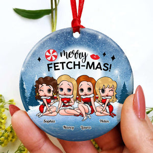 Merry Fetch - Mas 01NADT280923HH Personalized Ceramic Ornament, Christmas Gifts For Besties - Ornament - GoDuckee