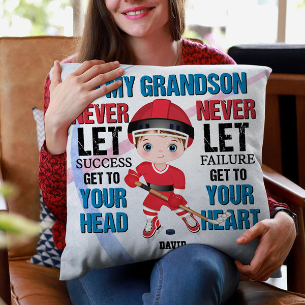 Excellent Grandson Skills Personalized Hockey Square Pillow, Gift For -  GoDuckee