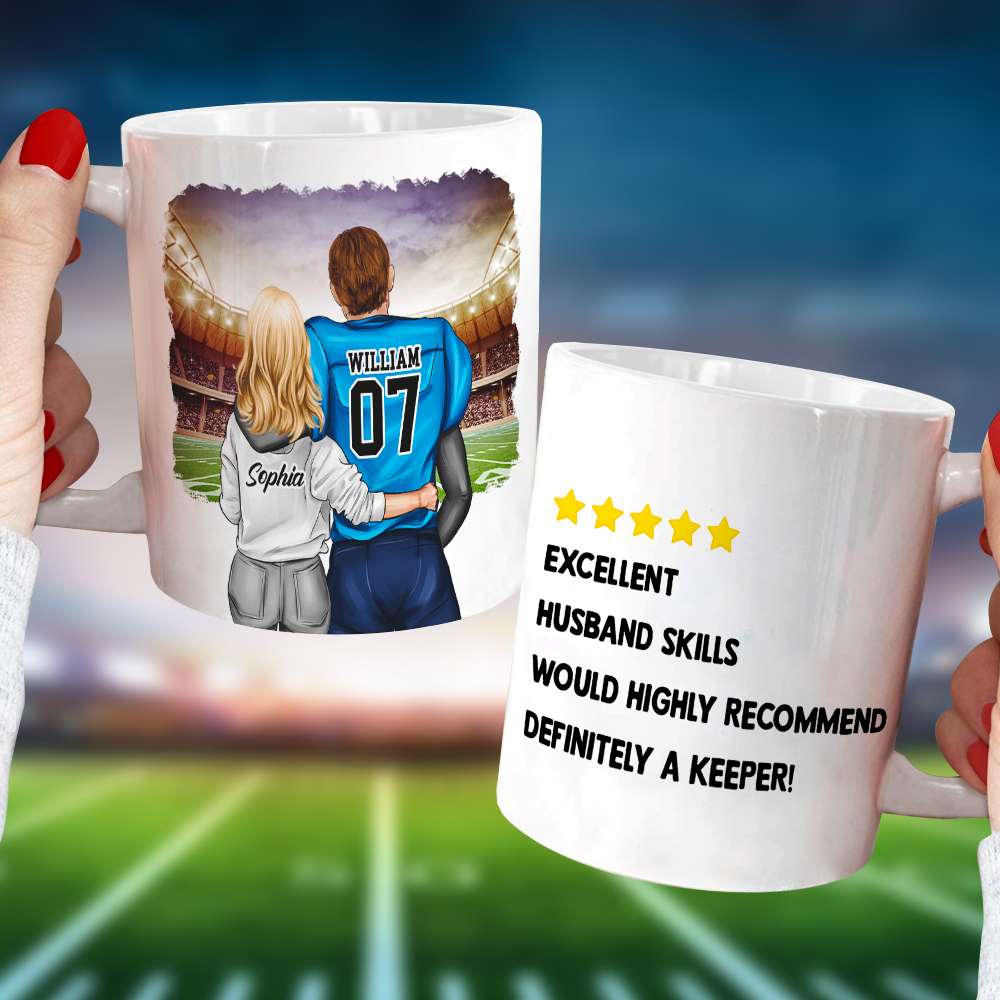 Excellent Husband Skill, Gift For Him, Personalized Mug, Football Couple Mug, Couple Gift - Coffee Mug - GoDuckee