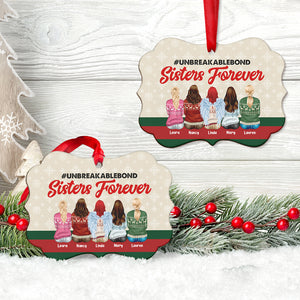 Sisters Forever, Medallion Wood Ornament, Christmas Gifts For Sisters - Ornament - GoDuckee