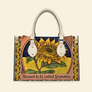 Blessed To Be Called Grandma, Personalized Leather Bag, Gift For Grandma - Leather Bag - GoDuckee