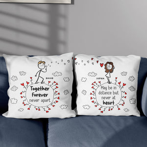 Together Forever Never Apart, Personalized Couple Square Pillow - Gift For Couple - Pillow - GoDuckee