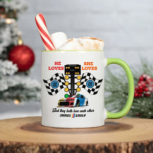 But They Both Love Each Other, Couple Gift, Personalized Mug, Racing Car Couple Mug 02HUTI091023 - Coffee Mug - GoDuckee