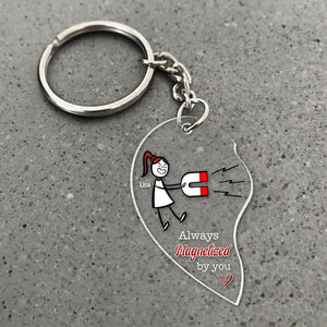 Always Magnetized By You - Personalized Couple Keychains - Gift For Couple - Keychains - GoDuckee