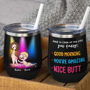 You're Amazing, Personalized Wine Tumbler, Butt Addiction, Gifts For Couple - Wine Tumbler - GoDuckee