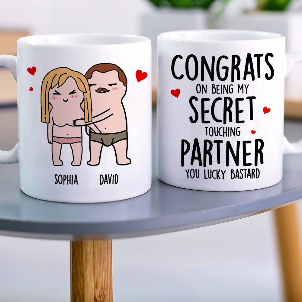 Congrats On Being My Secret Touching Partner-Gift For Couple-Personalized Coffee Mug- Funny Couple - Coffee Mug - GoDuckee