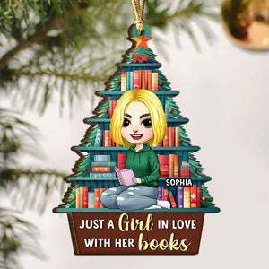 Just A Girl In Love, Personalized Ornament, Christmas Gifts For Girl Book Lover - Ornament - GoDuckee