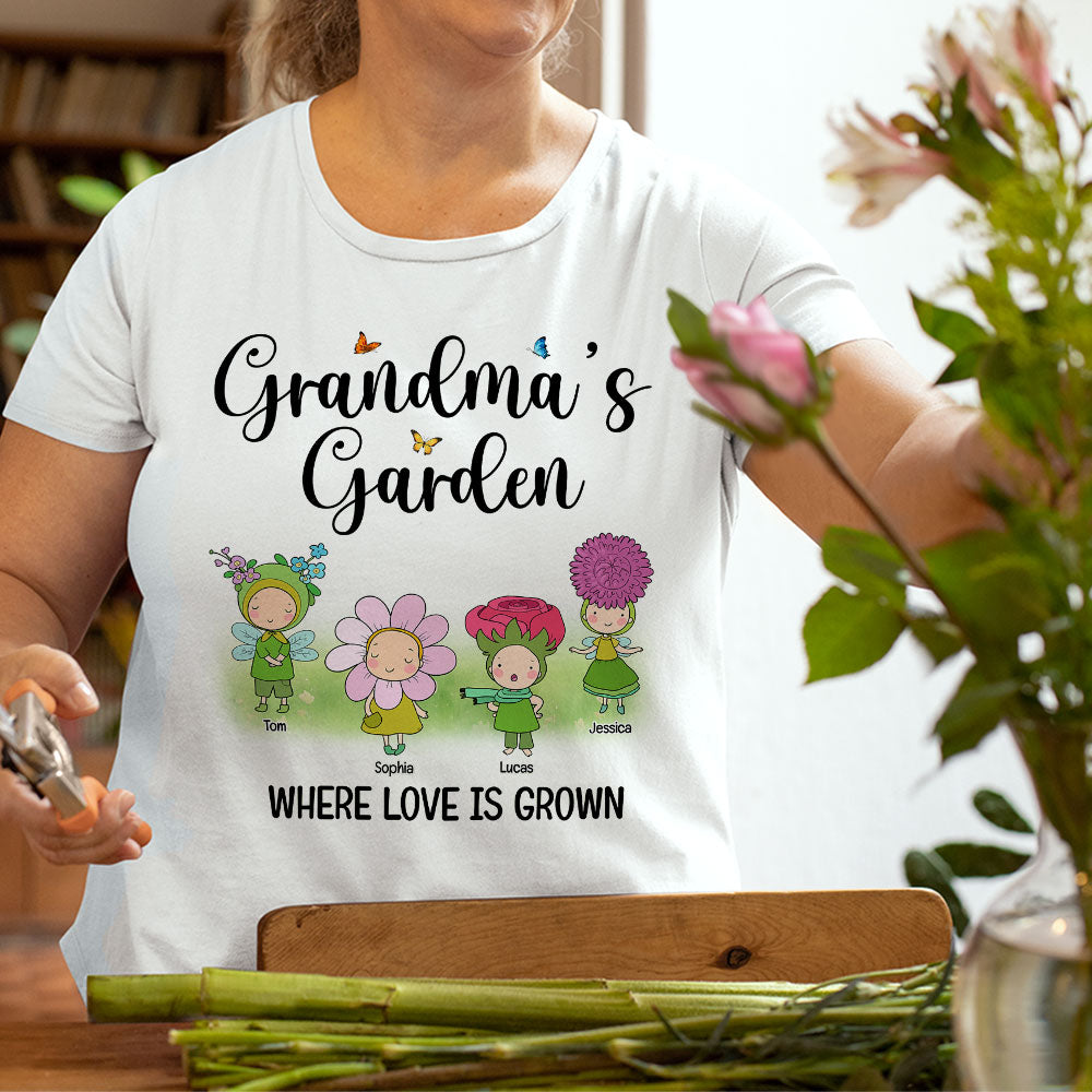 Grandma's Garden, Gift For Grandma, Personalized Shirt, Flower Grandkids Shirt, Grandma Gift - Shirts - GoDuckee