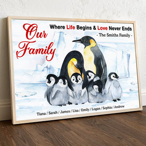 Where Life Begins And Love Never Ends, Personalized Family Canvas Poster 04HUDT020323 - Poster & Canvas - GoDuckee