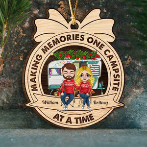 Making Memories One Campsite, Personalized Wood Ornament, Gifts For Couple - Ornament - GoDuckee