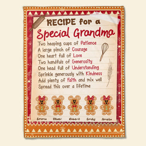 Recipe For A Special Grandma, Family Ginger Bread, Personalized Blanket, Christmas Gift For Grandma - 01hudt161123 - Blanket - GoDuckee